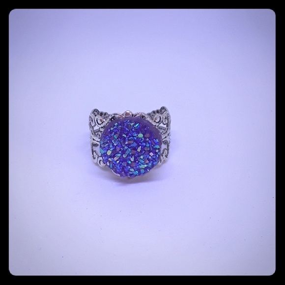 Hand Crafted Jewelry - Decorative purple adjustable ring